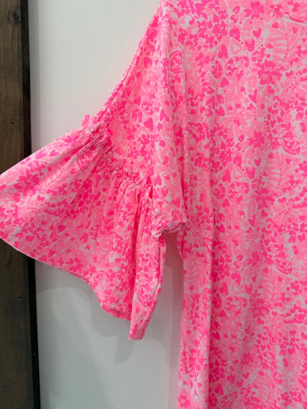Lilly Pulitzer Pink Floral Ruffle Sleeve Top - Picture 3 of 6